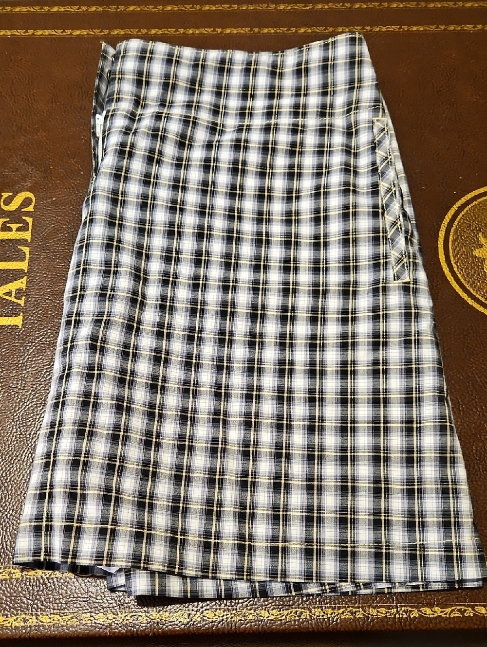 Cutter & Buck Black and White Plaid Pencil Skirt